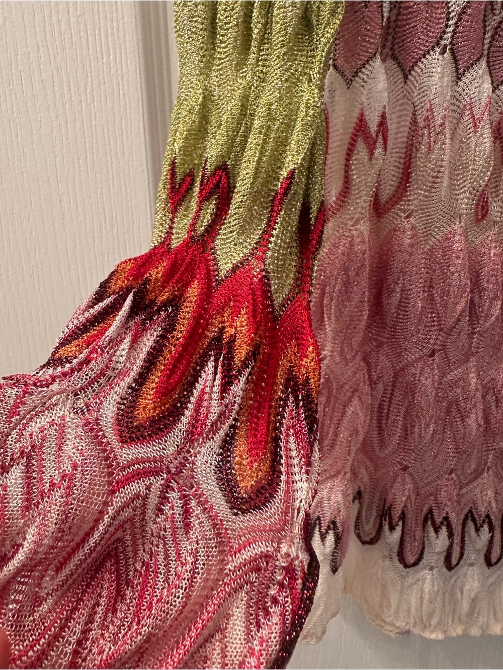 Missoni Multicolor V-Neck Knit Sweater in Pink, Green, Cream IT42 - Picture 8 of 14